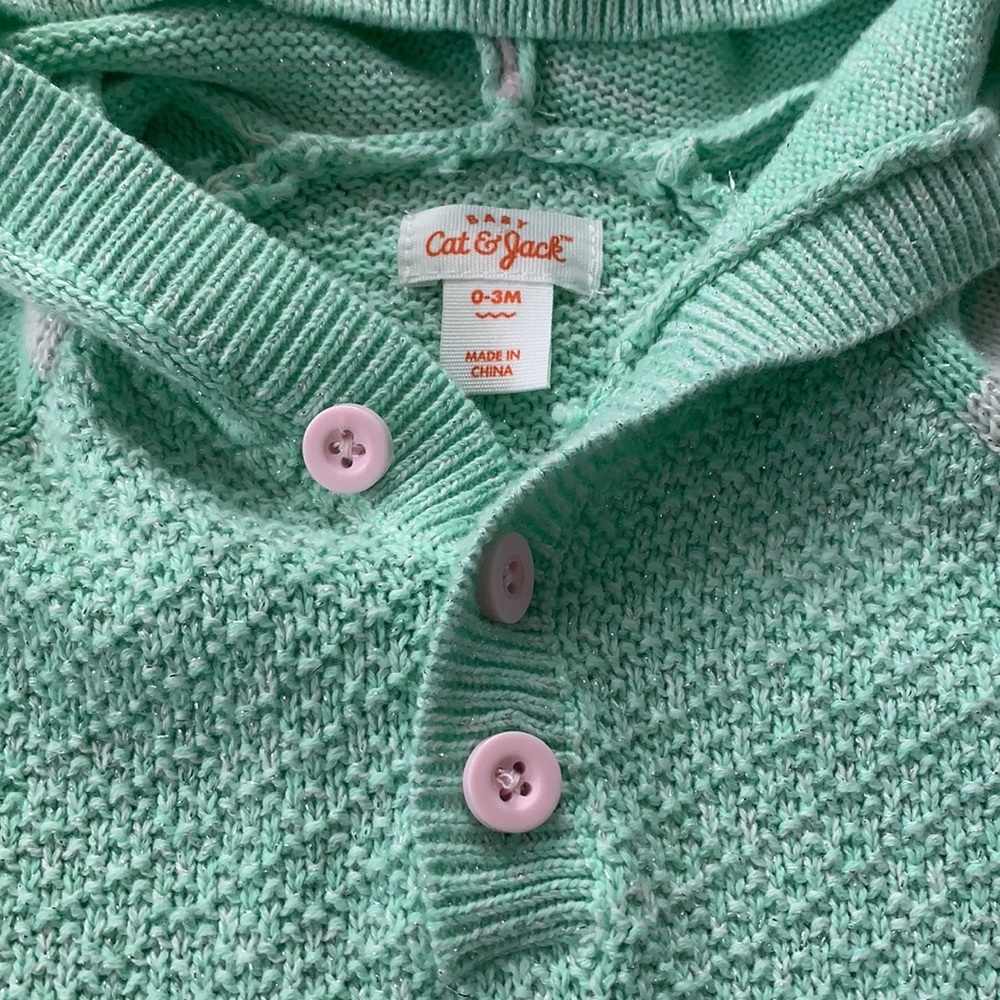 🦄 Cat & Jack 0-3M Mint Green Unicorn Romper EUC - Picture 8 of 11